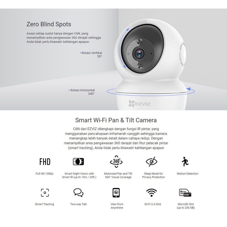 Ezviz C6N-2MP Smart Wifi Pan Tilt Camera 1080p