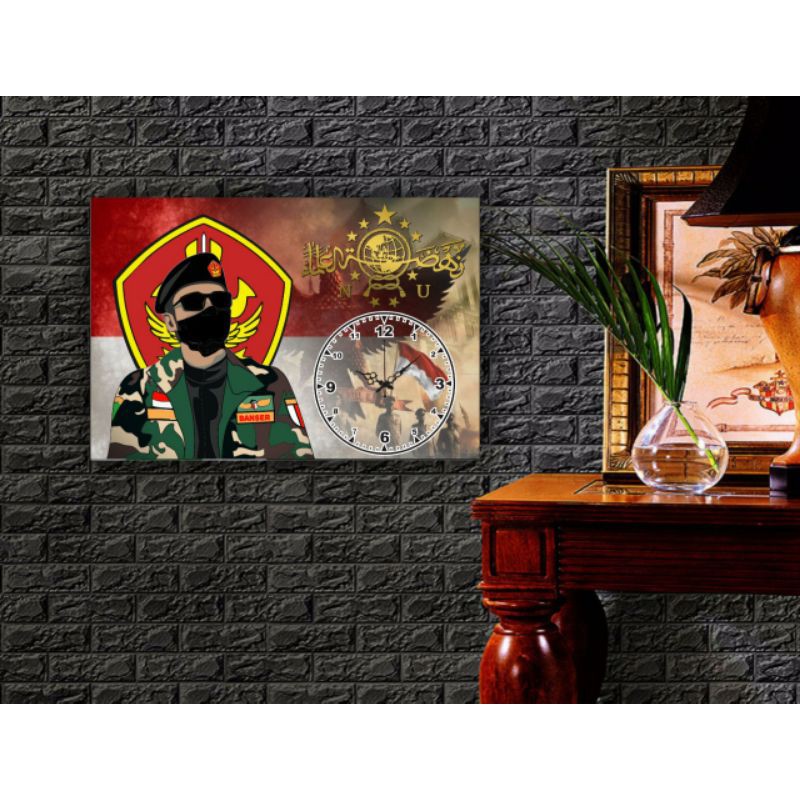 Jam Dinding NU animasi dan logo Banser