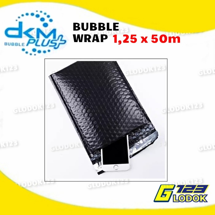 Plastik Bubble Wrap Hitam 125cm x 50m merk DKM+ Kualitas Super Premium