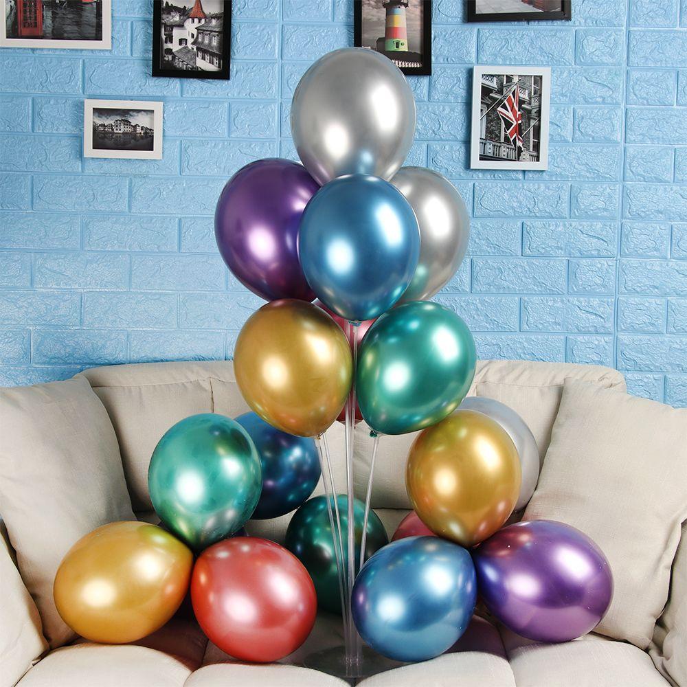 Solighter 10/20pcs 10 &quot;Balon Latex Anak-Anak Mendukung Metalik DIY Hadiah Perlengkapan Pesta Tebal Chrome