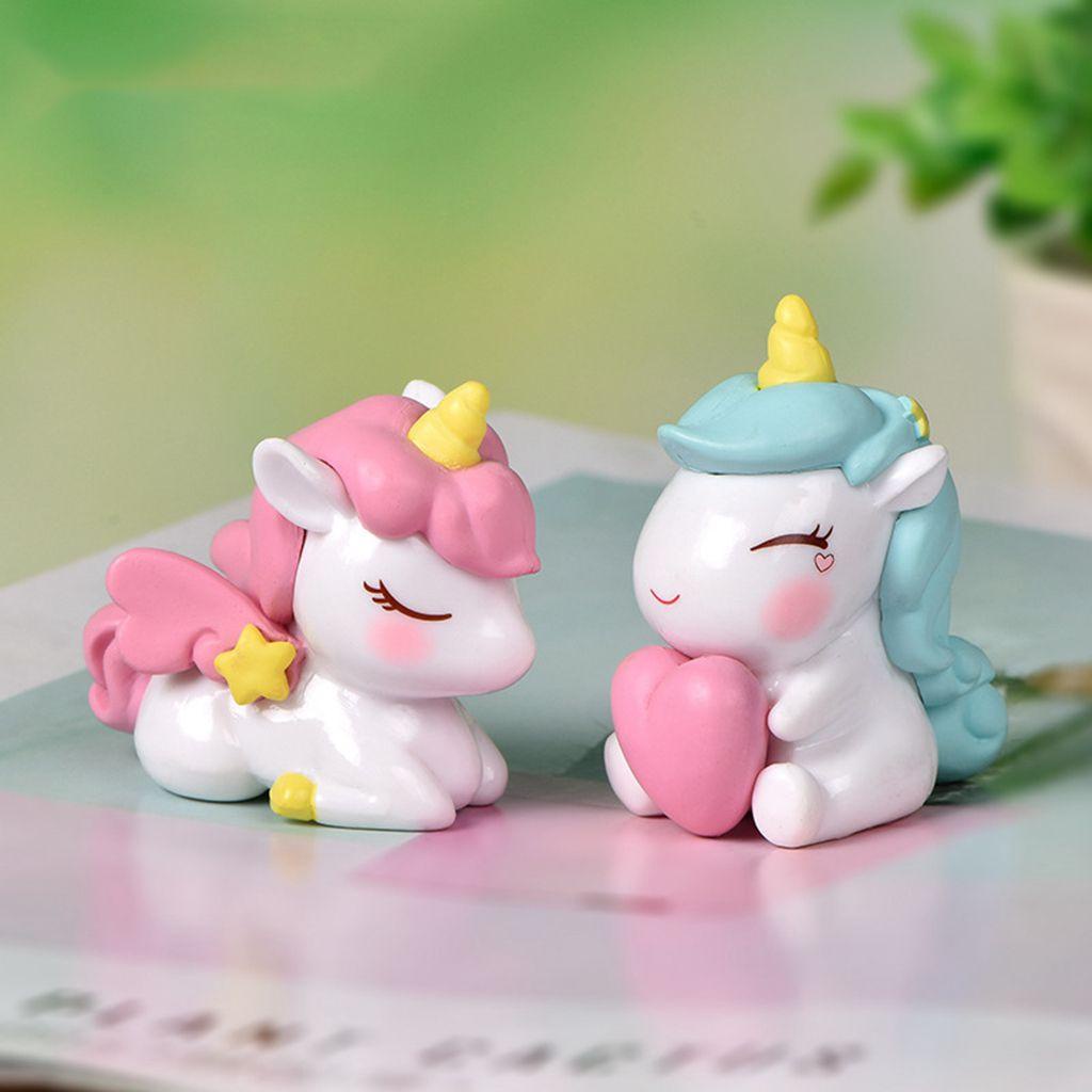 Patung Unicorn Agustina 1pcs Kreatif Untuk Anak Perempuan DIY Pegang Bintang, Hadiah Anak Hati Hiasan Kue