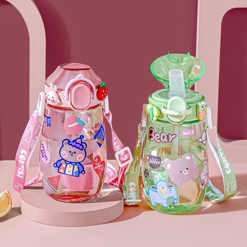 FREE STIKER 2 D Botol Minum Anak DENGAN TALI Lucu Water Bottle 400ML 4 VARIAN WARNA (BPA FREE)