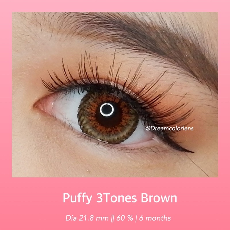 Softlens Puffy 3 Tones Brown / Coklat Normal Minus Beda Minus