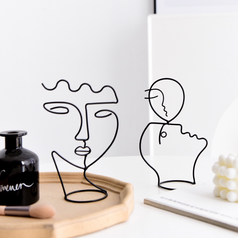 Black Lines patung karakter Art  characters nordic statue patung abstrak Decor  / Home Decoration / Aesthetics