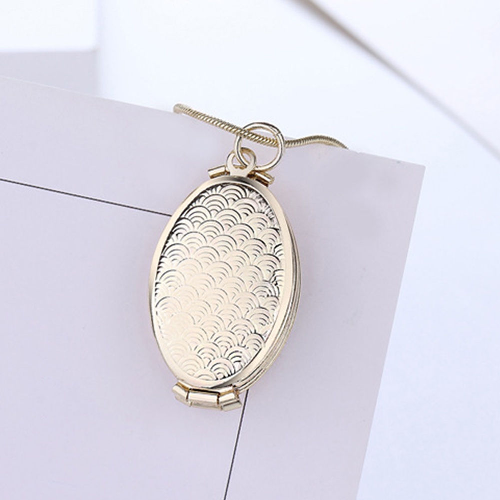 Hu Hu Hu Hu Hu Alat Bantu Pasang Kacamata♡ Kalung Rantai Dengan Liontin Locket Oval 4 Slot Foto Motif Sisik Ikan Untuk Wanita