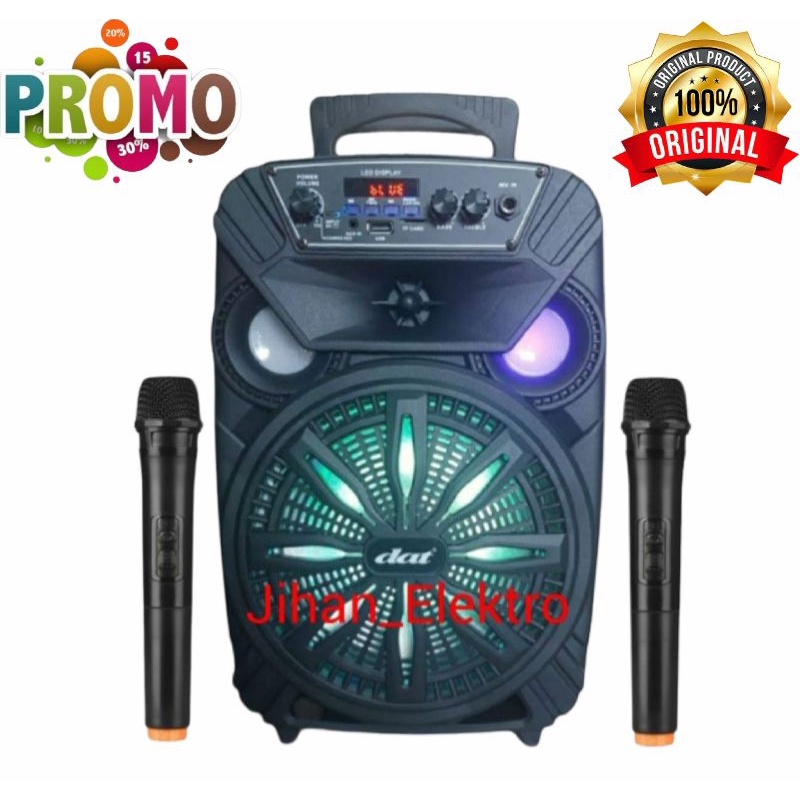 Salon Aktif 8 inch Portable DAT DT 806 Bluetooth Radio USB Karoke Free 2 Mic Witeless Extra Bass