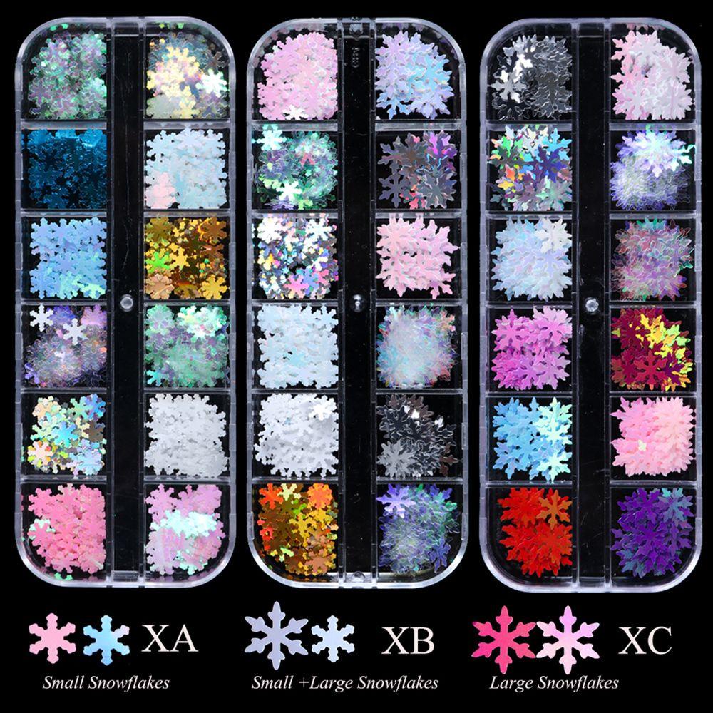 Preva 12warna/kotak Payet Kuku Penjualan Panas 3D DIY Manicure Snowflakes