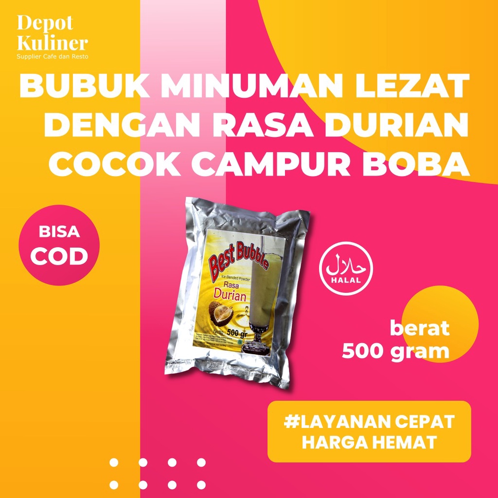 Bubuk Minuman Kekinian Best Bubble Rasa Durian 500GR