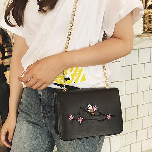 tas selempang kulit wanita bordir embroidery leather sling bag  (3I3) bta387