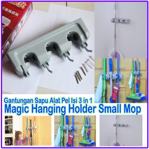 small mop holder gantungan sapu alat pel dengan hook magic hanger home