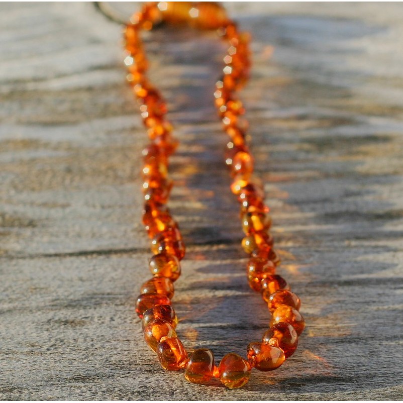 BABY Teething NECKLACE Genuine BALTIC AMBER Cognac JB001