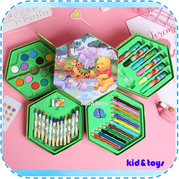 PENSIL WARNA 150 PCS ALAT TULIS SET CRAYON COLOURING SET 150 PCS ART SET ALAT GAMBAR/MEWARNAI-Hijau Animal