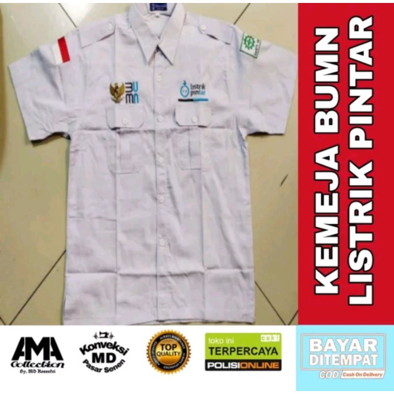 kemeja bumn putih listrik pintar/seragam bumn putih listrik pintar/kemeja listrik pintar