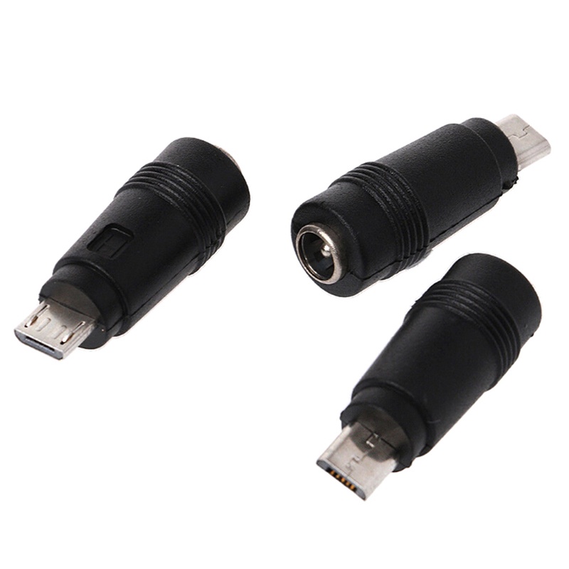 {LUCKID}2Pcs DC 5.5*2.1mm female jack plug to micro USB 5pin male power converter