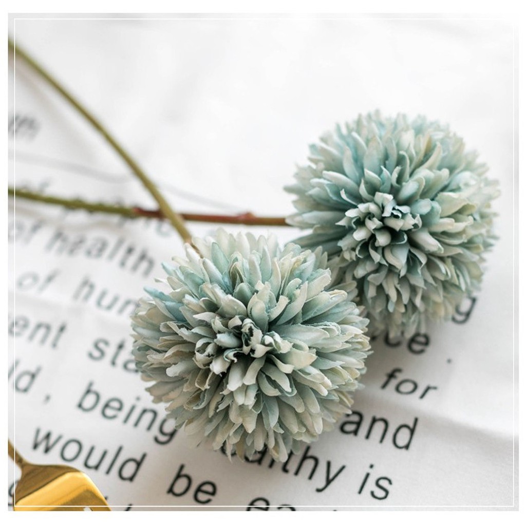 WOODEN DECOR - DEKORASI - BUNGA DANDELION KRISAN PALSU - BUNGA EDELWEIS - PAJANGAN BUNGA ARTIFICIA-BUNGA KRISAN BIRU