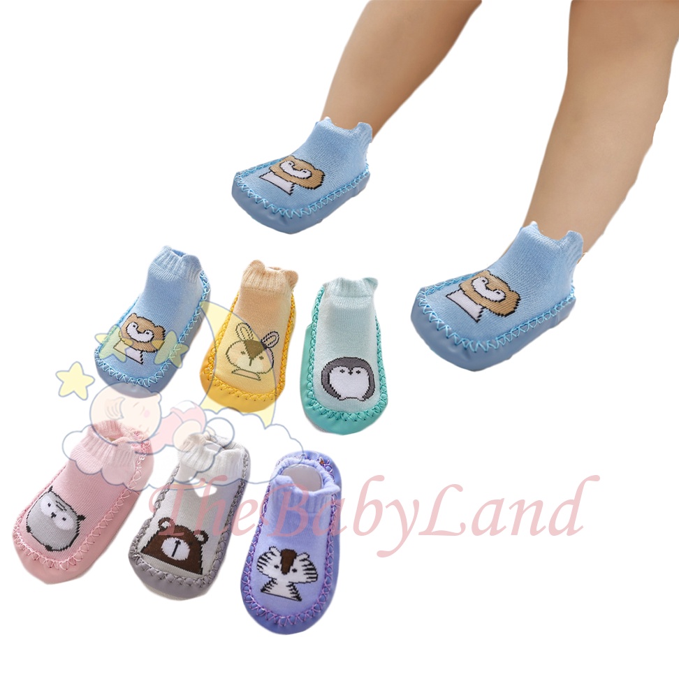 [1KG 32PCS] Babyland Kaos Kaki Anti Slip Bayi Motif Karakter Zoo Sepatu Baby Prewalker Anak