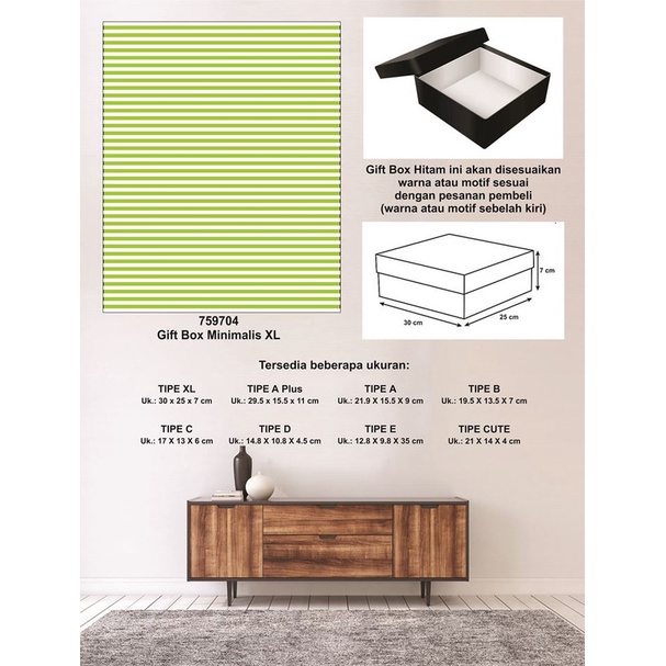 

Kotak kado/Kotak Hadiah/Box Minimalis XL-Garis Spectra CHARTREUSE-A