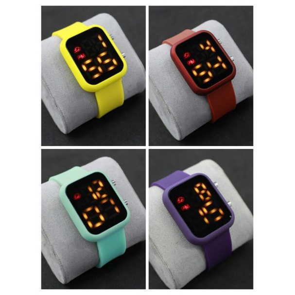 LED digital jam tangan wanita LED watch digital strap Rubber LED terbaru kekinian Model korea