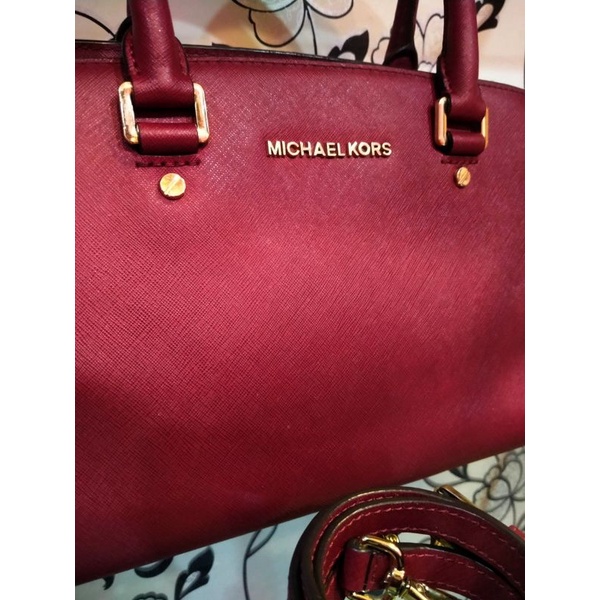 tas wanita seken tote michael kors selma marron second branded bag preloved / tas maroon / tote mk s