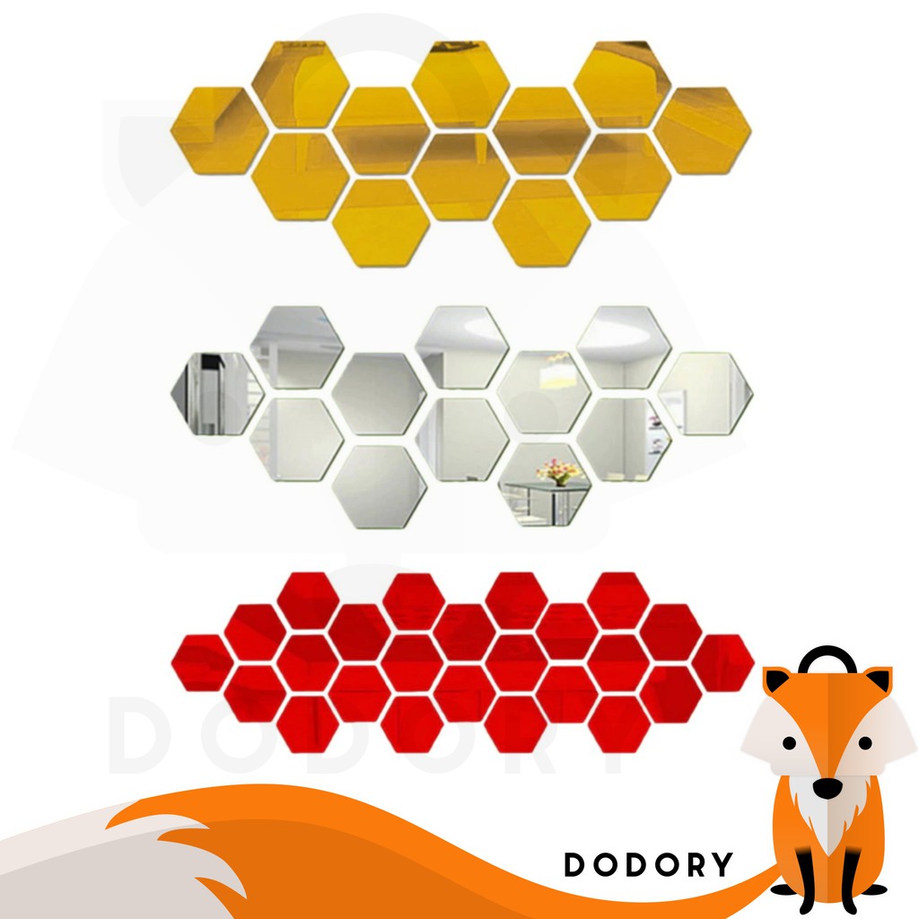 DODORY HL0138 Kaca Cermin Hexagonal Rextangular Hiasan DODORY HL0138 Kaca Cermin Hexagonal Rextangular Hiasan