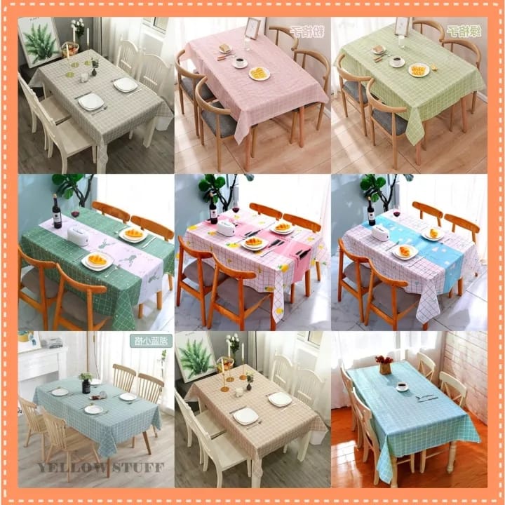 (TAPLAK WATERPROOF) TAPLAK MEJA MAKAN ANTI AIR 4 6 KURSI WATERPROOF TAPLAK MEJA PANJANG MOTIF KOTAK TABLE CLOTH 137 X90