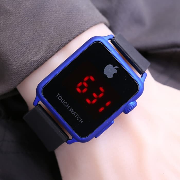 Jam Tangan Pria / Wanita iphone LED SK760 Rubber Black Blue