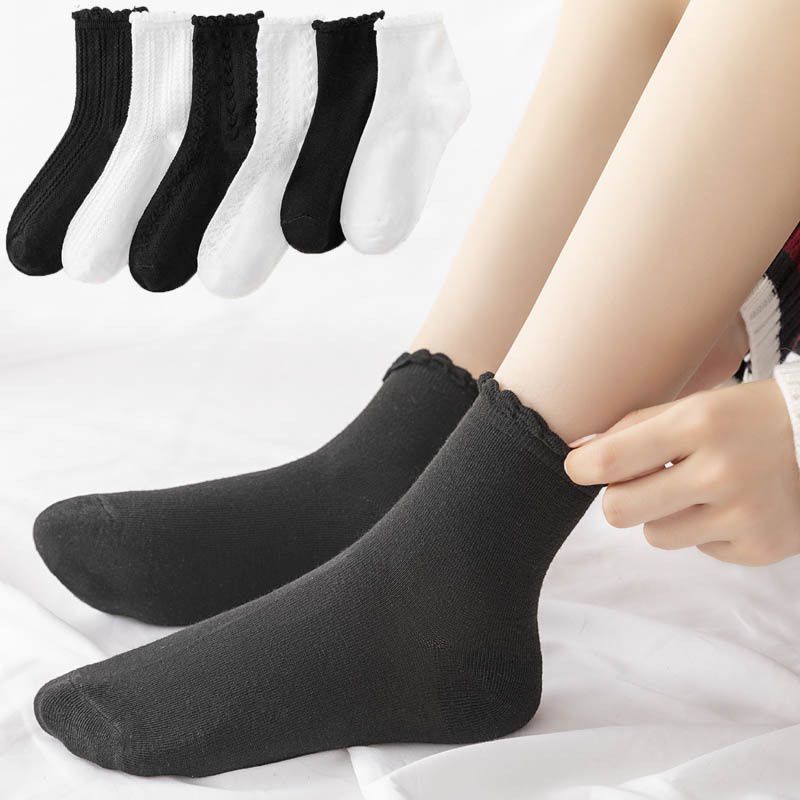 KAKOS KAKI LOLITA IMPORT BASIC WHITE SOCKS WAMITA RAJUT COTTON MENERAP MUSIM PANAS KK-44