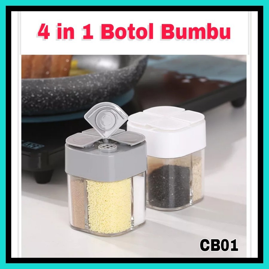 NA - Tempat Bumbu Dapur - Kitchen Condiment Botol Tranparan 4in1 CB01