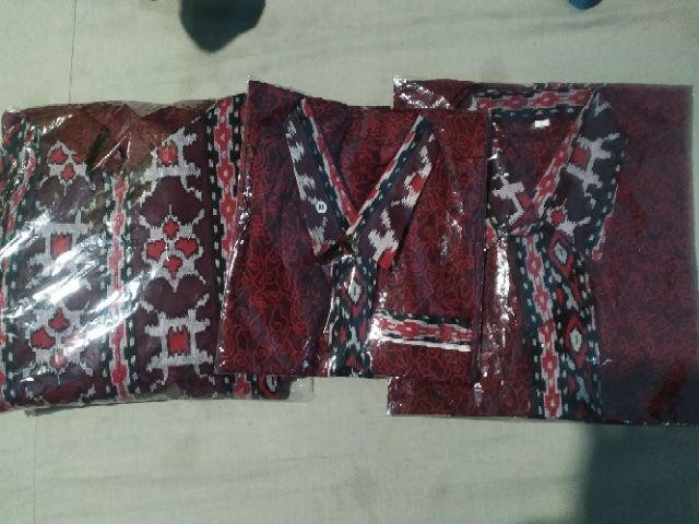 Batik Couple Keluarga Sania Ruffle Couple Batik Ori Ndoro Jowi Motif Mega Merah