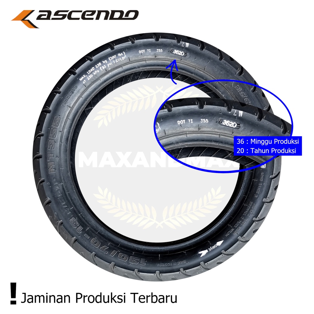 Ban Motor ASCENDO 80/80-14 PR002 REX Tubeless Ring 14