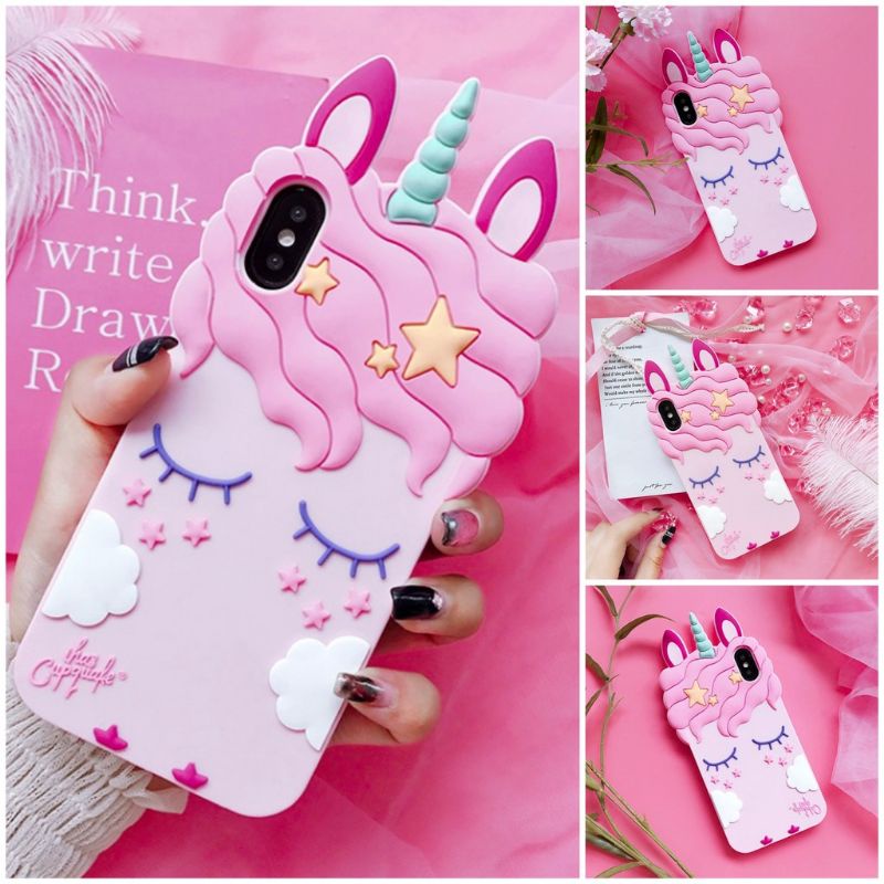 CASE 3D PINK UNICORN / CASE 3D MURAH KEDIRI / GROSIR CASE 3D / CASE 3D SAMSUNG, OPPO, REDMI, VIVO