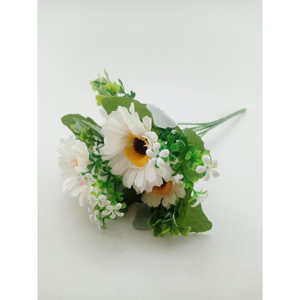 COD BUNGA TANGKAI MATAHARI BUNGA TANGKAI PLASTIK BUNGA ARTIFISIAL BUNGA PAJANGAN BUNGA HIAS BT9054-PUTIH