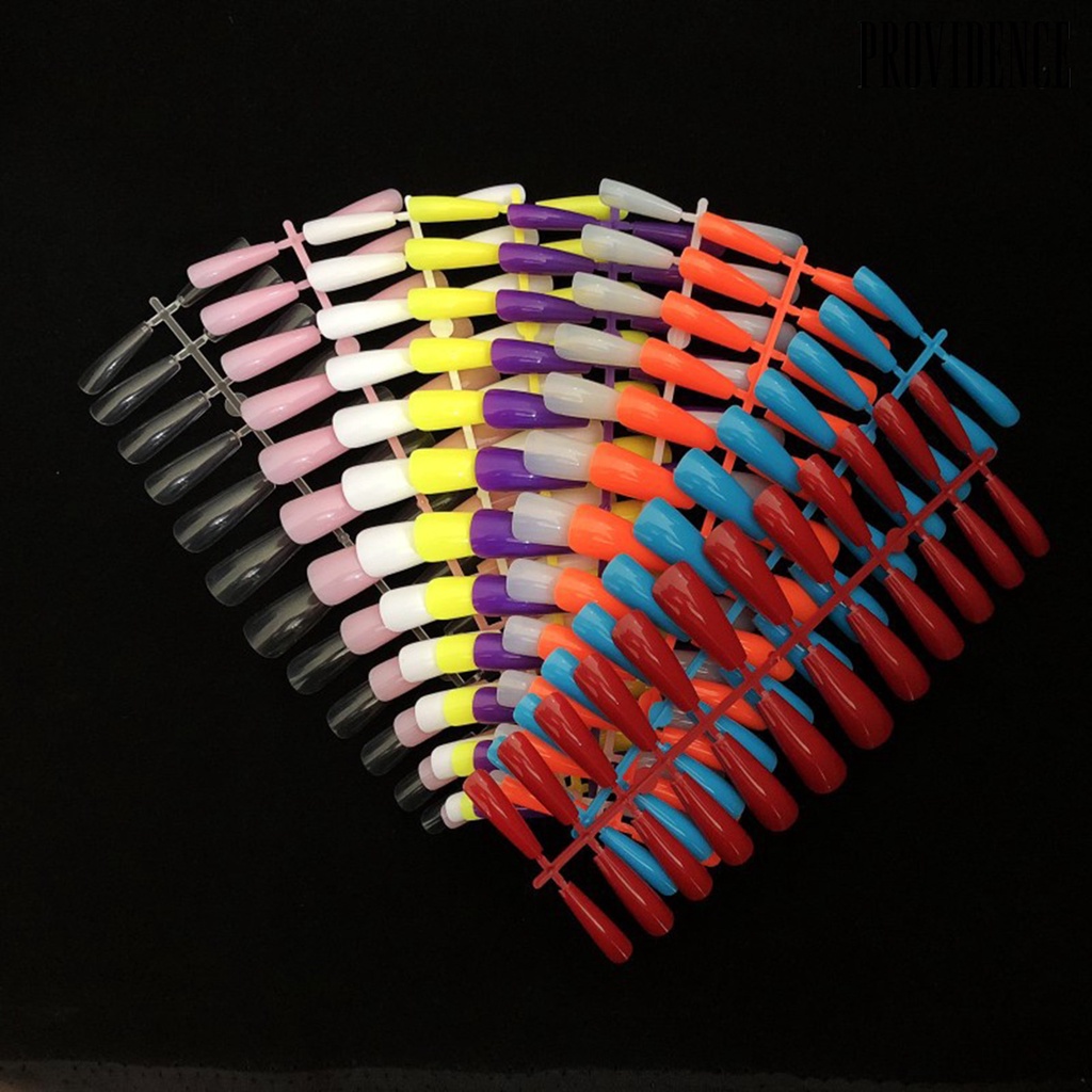 Providence 10 Set Kuku Palsu Warna Campur Bahan Plastik Untuk Nail Art DIY