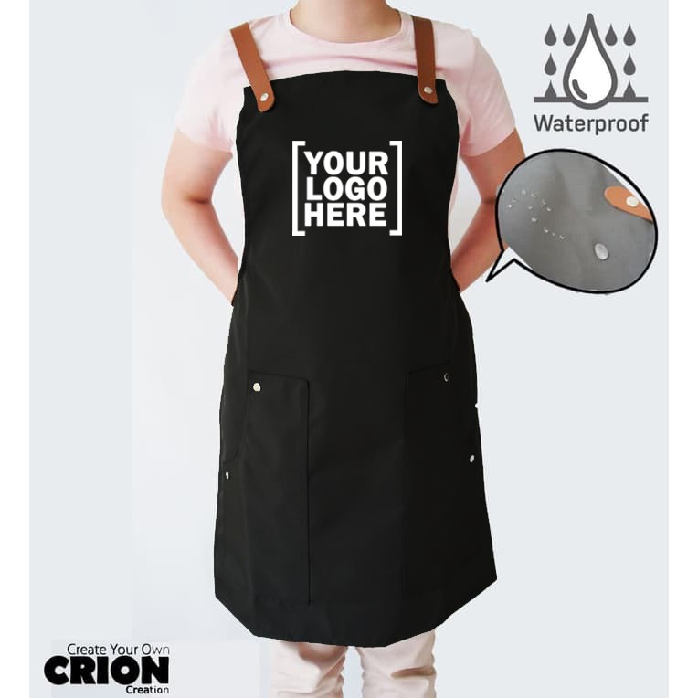 Apron Barista/Apron Barbershop/Celemek Waterproof - Pakai Logo Sendiri