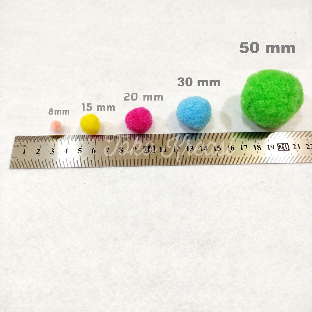 (Per pcs) Pom pom Ukuran Diameter 8/15/20/30 mm