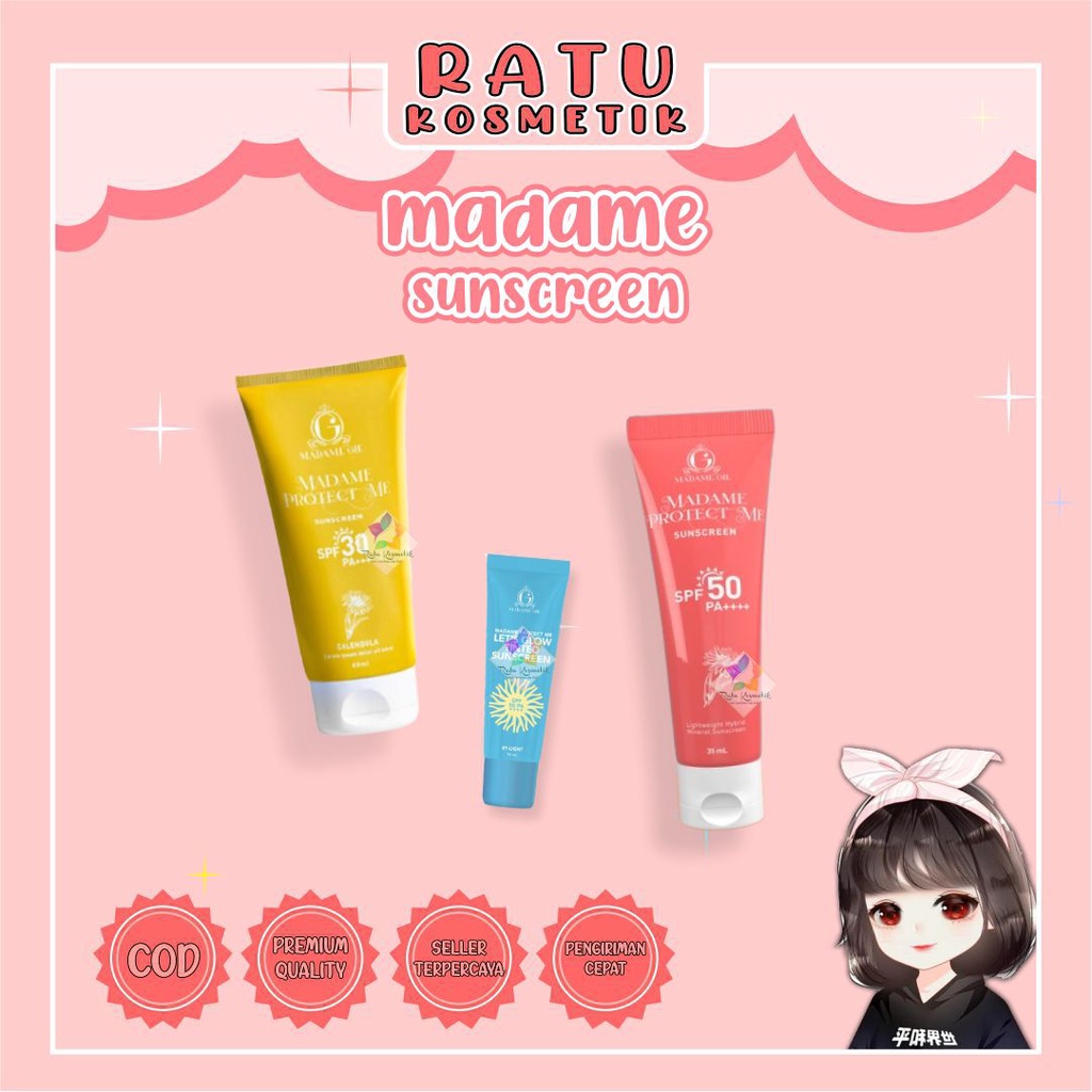 ❤ RATU ❤ Madame Gie Sunspray | Protect Me Sunscreen SPF 30 PA +++ 60ml | Sunscreen Madame Gie Calendula Extract | Let's Glow Tinted Sunscreen | SPF 50 PA ++++ | Sunscreen Spray