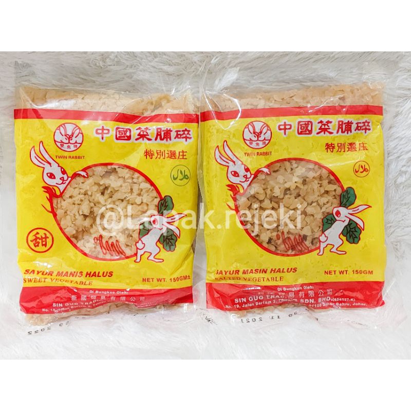 

Caipo Asin Manis / Salted Sweet Vegetable / Sayur Lobak Halus Asin Manis 150 Gram Twin Rabbit