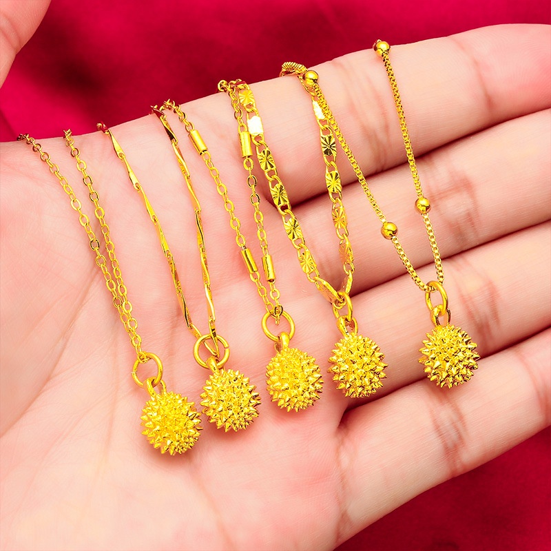 Kalung Lapis Emas Asli Kadar 375 Dengan Liontin Durian Untuk Wanita