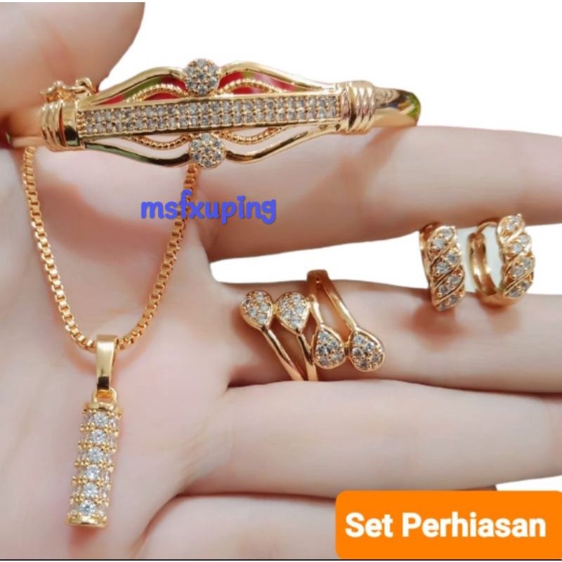 Set perhiasan lapis emas xuping wanita batu permata zircon gold S4724