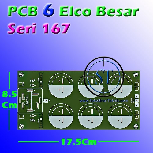 PCB 6 Elco Besar SERI 167 Power Supply Power Bank Penyimpan Tegangan Dudukan Elco Besar Audio Sound Box