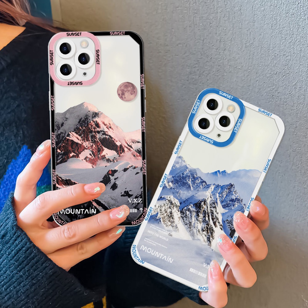 OPPO Case Transparan Motif Lukisan Gunung Salju Untuk Realme C21Y C25Y C35 C31 C20 C20A C25 C25S C12 Narzo 50A 50i C21 C15 C11 9i 8i 5Z 6g 5Z 6i 5F 6z