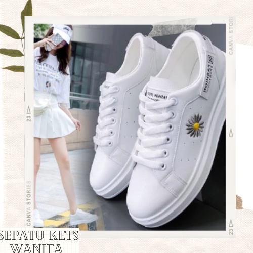 Sepatu Ket Kets Sneakers Tali Wanita Remaja Cewek Kekinian Korea Import Murah Terbaru 2021 yf36