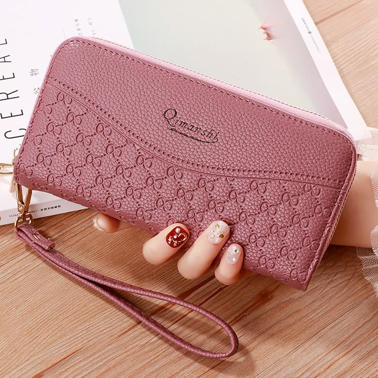 DOMPET WANITA KULIT 2 RESLETING PUM IMPORT EIME  PANJANG ELEGAN FASHION BATAM PESTA KOREA N23E