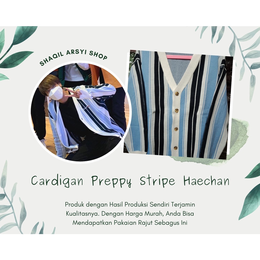 CARDIGAN PREPPY STRIPE HAECHAN NCT PREMIUM TEBAL MURAH BERKUALITAS