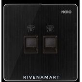 Nero Titanium V11 Black Saklar 2 Gang Double Telephone Outlet V11PH2-B