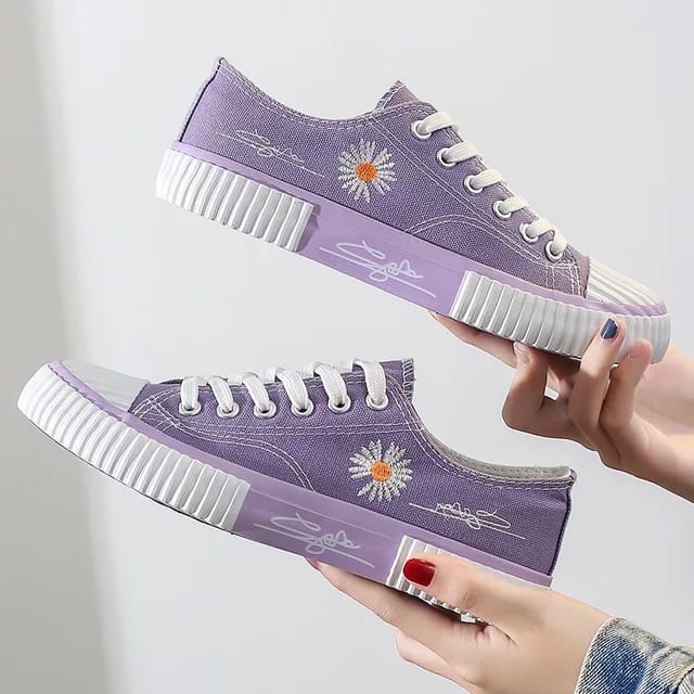 Sepatu Wanita Sneakers Tali Kanvas Model Retro Korea  MH-01-6