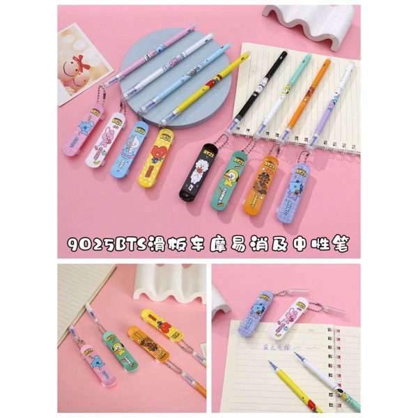 

Pulpen model gambar gantungan BT21 lucu mainan Skate Board / 1Pcs Pulpen Gel papan luncur Unik 9025