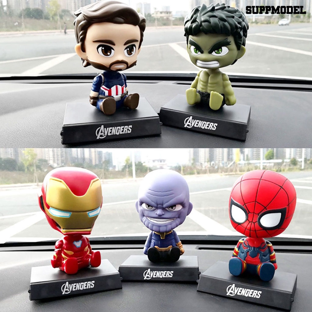 Ornamen Dasbor Mobil model Kartun Captain America Batman Iron Man Kepala Goyang