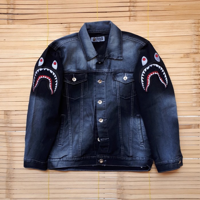JAKET JEANS A BATHING APE BAPE SHARK BLACK WASH
