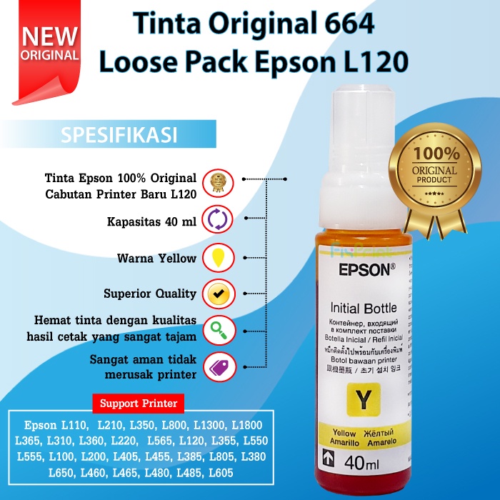 Tinta Printer Epson L120 664 T6641 Original 100% Loosepack 1 Set 4 Warna